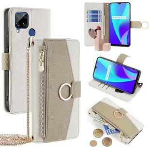 For Realme C15 Crossbody Litchi Texture Leather Phone Case(White)