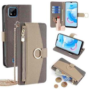 For Realme C20 Crossbody Litchi Texture Leather Phone Case(Grey)