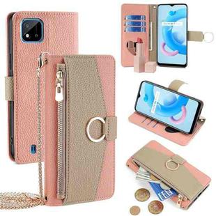 For Realme C20 Crossbody Litchi Texture Leather Phone Case(Pink)
