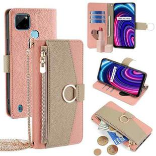 For Realme C21Y Crossbody Litchi Texture Leather Phone Case(Pink)