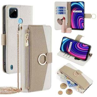 For Realme C21Y Crossbody Litchi Texture Leather Phone Case(White)