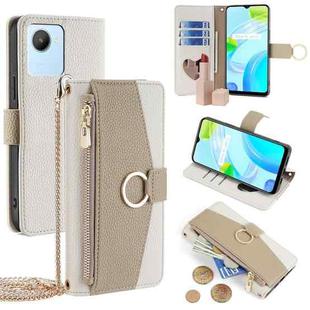 For Realme C30 4G / Narzo 50i Prime Crossbody Litchi Texture Leather Phone Case(White)