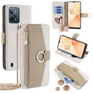For Realme C31 Crossbody Litchi Texture Leather Phone Case(White)