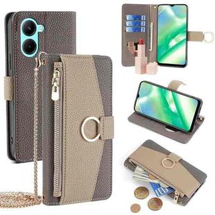 For Realme C33 4G Crossbody Litchi Texture Leather Phone Case(Grey)