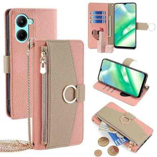 For Realme C33 4G Crossbody Litchi Texture Leather Phone Case(Pink)