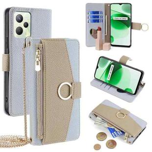 For Realme C35 Crossbody Litchi Texture Leather Phone Case(Blue)