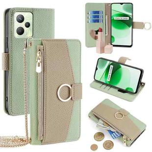 For Realme C35 Crossbody Litchi Texture Leather Phone Case(Green)
