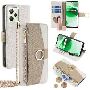 For Realme C35 Crossbody Litchi Texture Leather Phone Case(White)