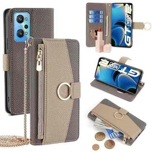 For Realme GT Neo2 5G Crossbody Litchi Texture Leather Phone Case(Grey)