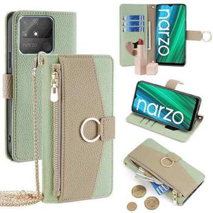 For Realme Narzo 50A Crossbody Litchi Texture Leather Phone Case(Green)