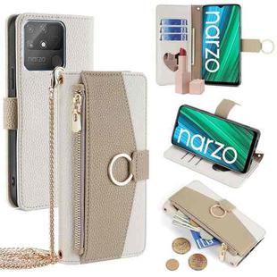 For Realme Narzo 50A Crossbody Litchi Texture Leather Phone Case(White)
