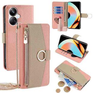 For Realme 10 Pro+ 5G Crossbody Litchi Texture Leather Phone Case(Pink)