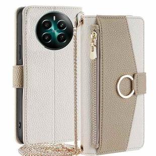 For Realme 12+ 5G Crossbody Litchi Texture Leather Phone Case(White)