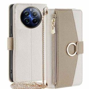 For Realme 12 Pro 5G Crossbody Litchi Texture Leather Phone Case(White)