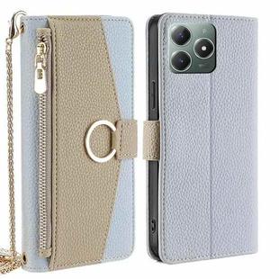 For Realme C61 4G Crossbody Litchi Texture Leather Phone Case(Blue)