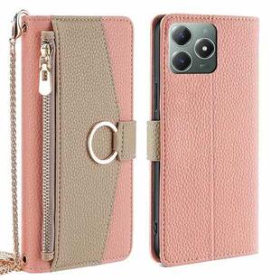 For Realme C61 4G Crossbody Litchi Texture Leather Phone Case(Pink)