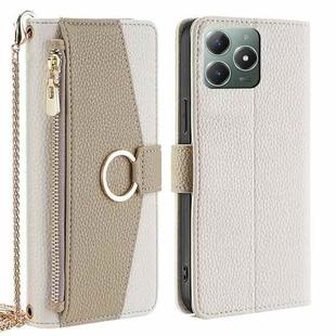 For Realme C61 4G Crossbody Litchi Texture Leather Phone Case(White)