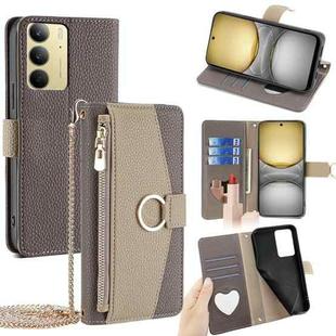 For Realme C75 4G / 14x 5G Global Crossbody Litchi Texture Leather Phone Case(Grey)