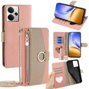 For Realme 14 5G Global Crossbody Litchi Texture Leather Phone Case(Pink)