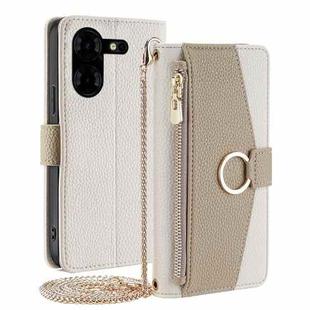 For Tecno Pova 5 Pro Crossbody Litchi Texture Leather Phone Case(White)