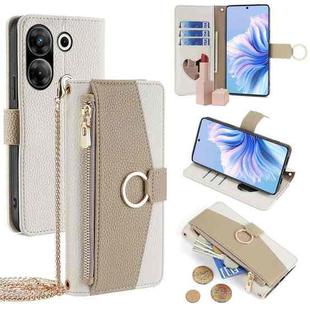 For Tecno Camon 20 Pro 5G Crossbody Litchi Texture Leather Phone Case(White)