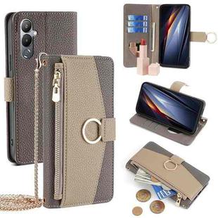 For Tecno Pova 4 Crossbody Litchi Texture Leather Phone Case(Grey)