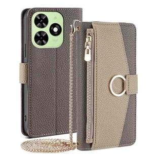 For Tecno Spark Go 2024 Crossbody Litchi Texture Leather Phone Case(Grey)