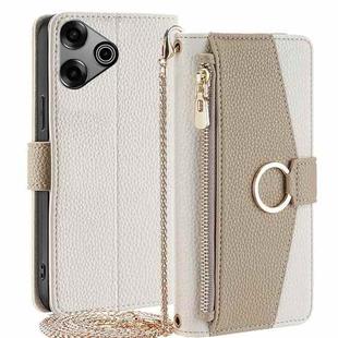 For Tecno Pova 6 Pro 5G Crossbody Litchi Texture Leather Phone Case(White)