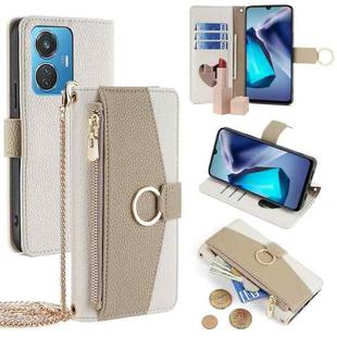 For vivo T1 4G 44W / iQOO Z6 44W Crossbody Litchi Texture Leather Phone Case(White)