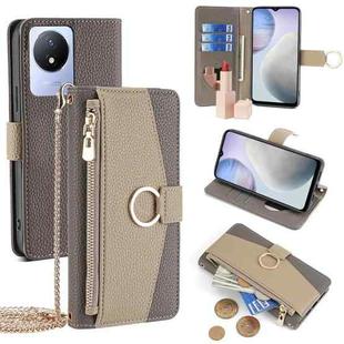 For vivo Y02 4G Crossbody Litchi Texture Leather Phone Case(Grey)