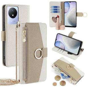 For vivo Y02 4G Crossbody Litchi Texture Leather Phone Case(White)