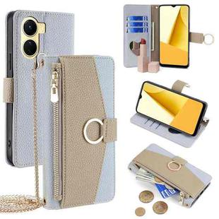 For vivo Y16 4G / Y02s 4G Crossbody Litchi Texture Leather Phone Case(Blue)