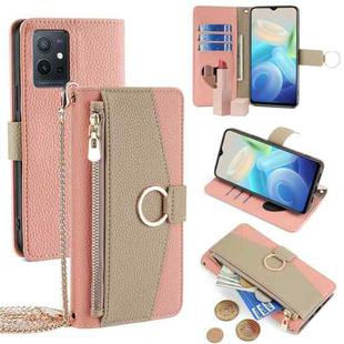 For vivo Y75 5G/Y55 5G/T1 5G Foreign Crossbody Litchi Texture Leather Phone Case(Pink)