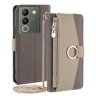 For vivo V29e 5G Crossbody Litchi Texture Leather Phone Case(Grey)