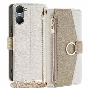 For vivo Y03 4G Crossbody Litchi Texture Leather Phone Case(White)