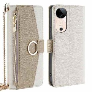 For vivo S19 Crossbody Litchi Texture Leather Phone Case(White)