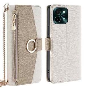 For vivo Y28 4G Crossbody Litchi Texture Leather Phone Case(White)