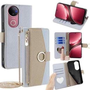 For vivo V50 5G Crossbody Litchi Texture Leather Phone Case(Blue)