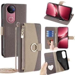 For vivo V50 5G Crossbody Litchi Texture Leather Phone Case(Grey)