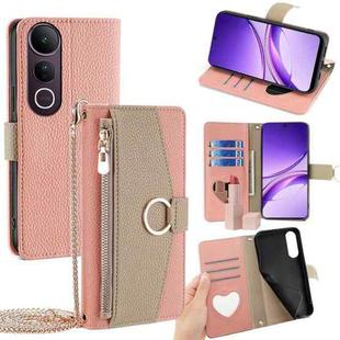 For vivo V50 Lite 5G Crossbody Litchi Texture Leather Phone Case(Pink)