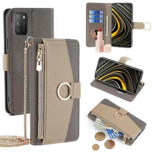 For Xiaomi Poco M3 Crossbody Litchi Texture Leather Phone Case(Grey)