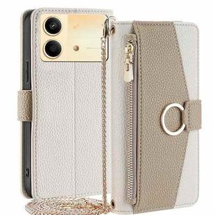 For Xiaomi Redmi Note 13R Pro 5G Crossbody Litchi Texture Leather Phone Case(White)