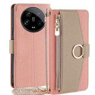 For Xiaomi 14 Ultra 5G Crossbody Litchi Texture Leather Phone Case(Pink)