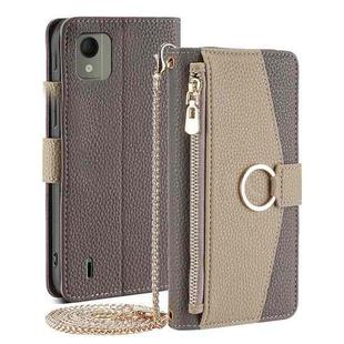 For Nokia C110 4G Crossbody Litchi Texture Leather Phone Case(Grey)