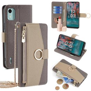 For Nokia C12 Crossbody Litchi Texture Leather Phone Case(Grey)