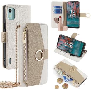For Nokia C12 Crossbody Litchi Texture Leather Phone Case(White)