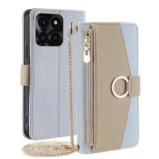 For Honor X6a 4G Crossbody Litchi Texture Leather Phone Case(Blue)