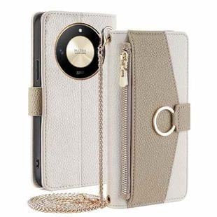 For Honor X50 5G Crossbody Litchi Texture Leather Phone Case(White)