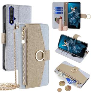 For Honor 20 Crossbody Litchi Texture Leather Phone Case(Blue)