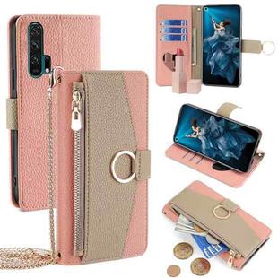 For Honor 20 Pro Crossbody Litchi Texture Leather Phone Case(Pink)